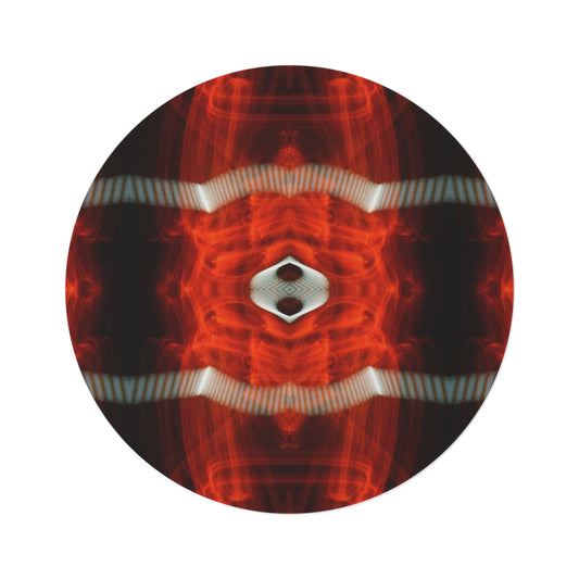 Round Rug Bright Red White Sinkholes shons light painting