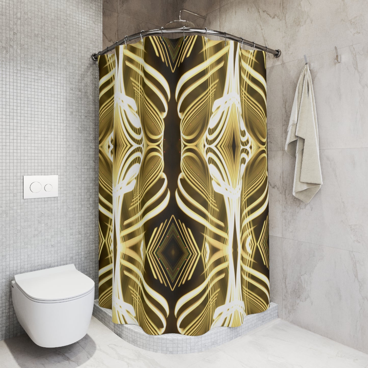 Art Deco Polyester Shower Curtain shons light painting