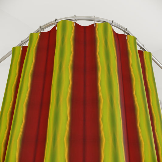 Art Deco Polyester Shower Curtain 70s Bamboo Jungle Psychedelic Lightpainting designs seandiamondart sdk lpd madeoflight