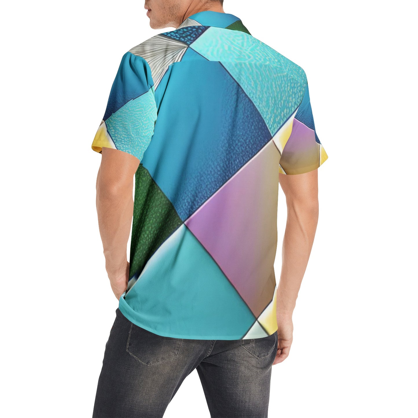 Men's All-over print Short Sleeve Shirts shons fabric