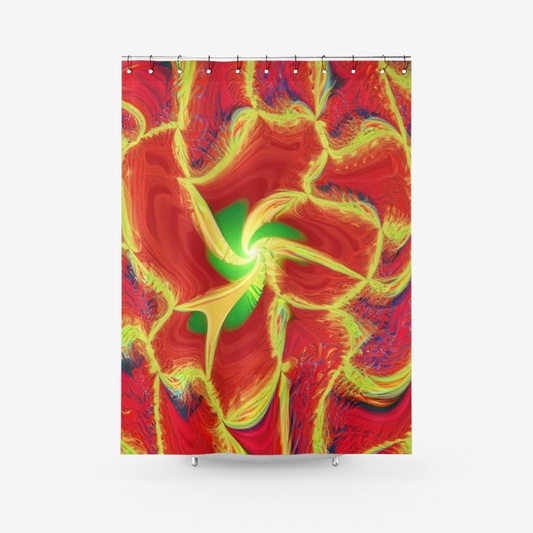 shons green red flower Textured Fabric Shower Curtain Printed Bathroom Curtains