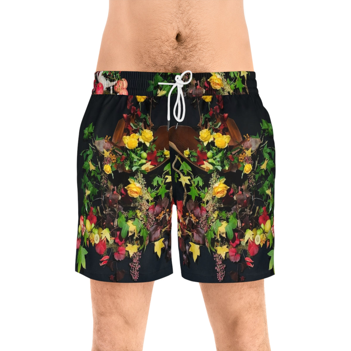 Men's Mid-Length Swim Shorts Gauntcho and shons flower design