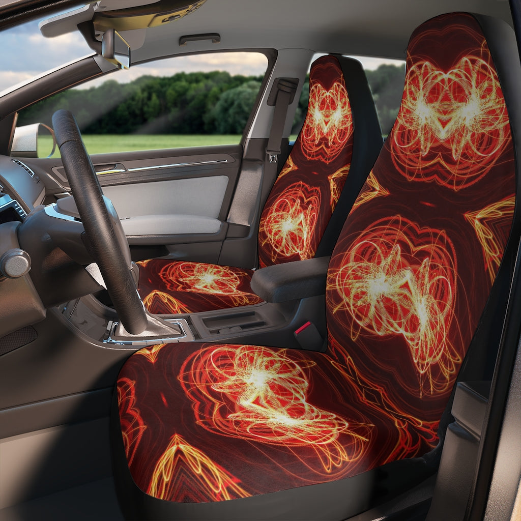 Internal Combustion Orange V6 Polyester Car Seat Covers seandiamondart lightpainting design sdk