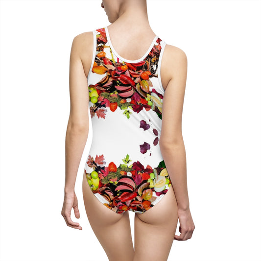 Women's Classic One-Piece Swimsuit shons gauntcho floral