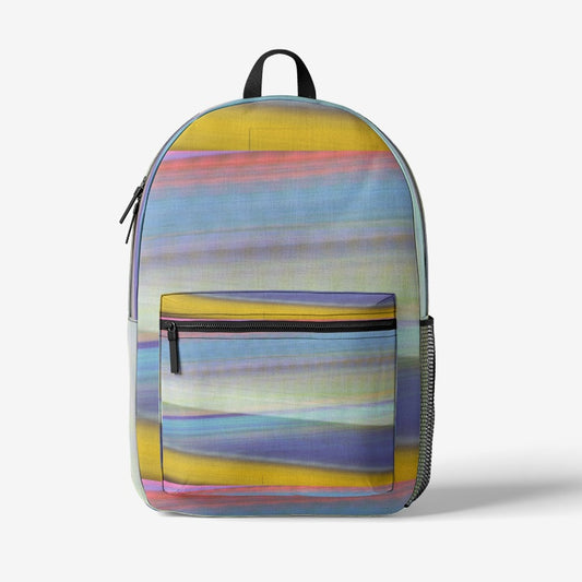 Retro Colorful Print Trendy Backpack Art Deco Colorful Pink Ble Yellow Stripes sdk lpd seandiamondart - seandiamondart