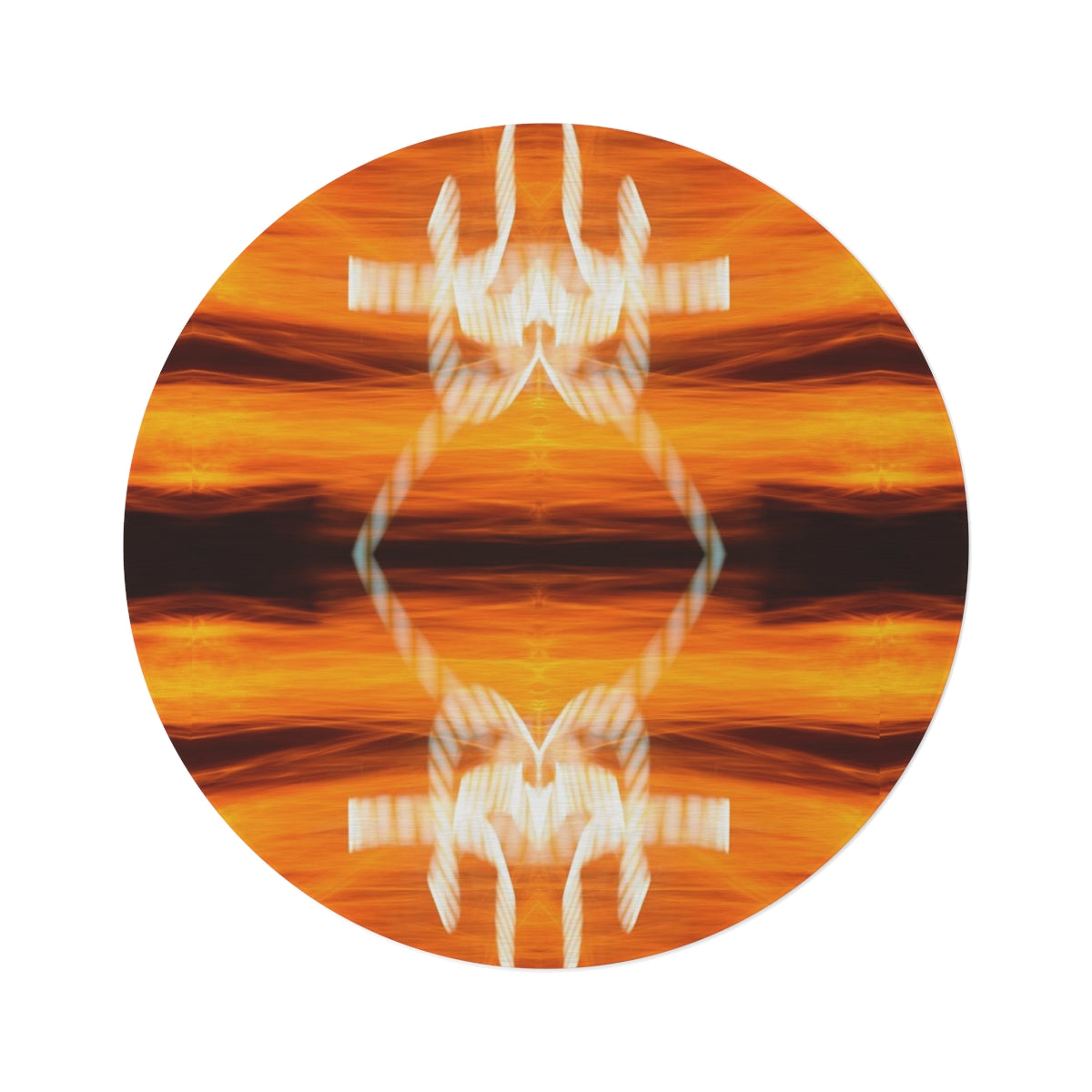 Round Rug Bright Orange Fire Abstract Lightpainting designs seandiamondart sdk mol