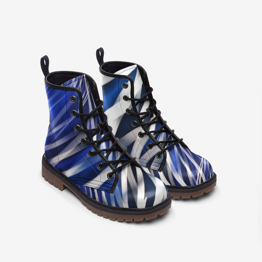 Blue Stripe Vegan Leather Lightweight boots seandiamondart lightpainting designs sdk