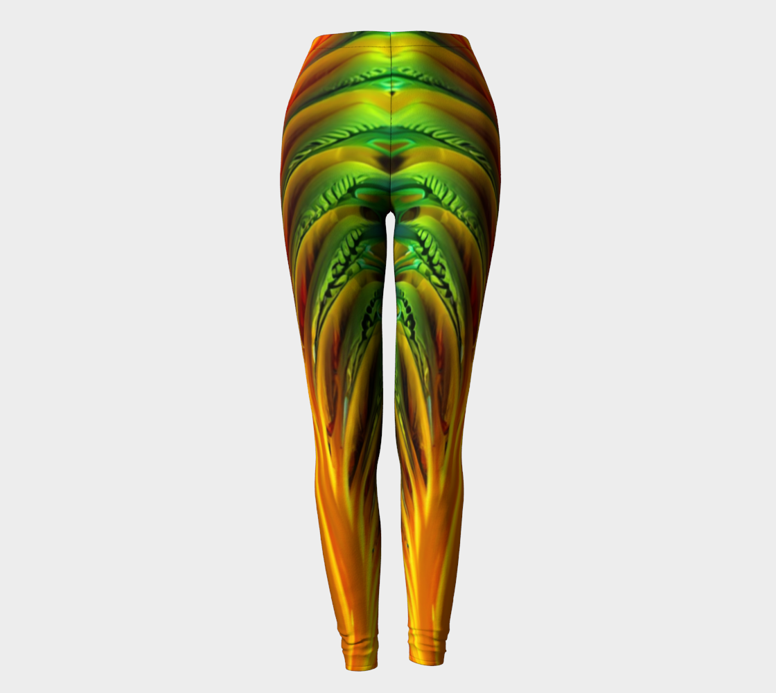 green fractal yoga leggings shons